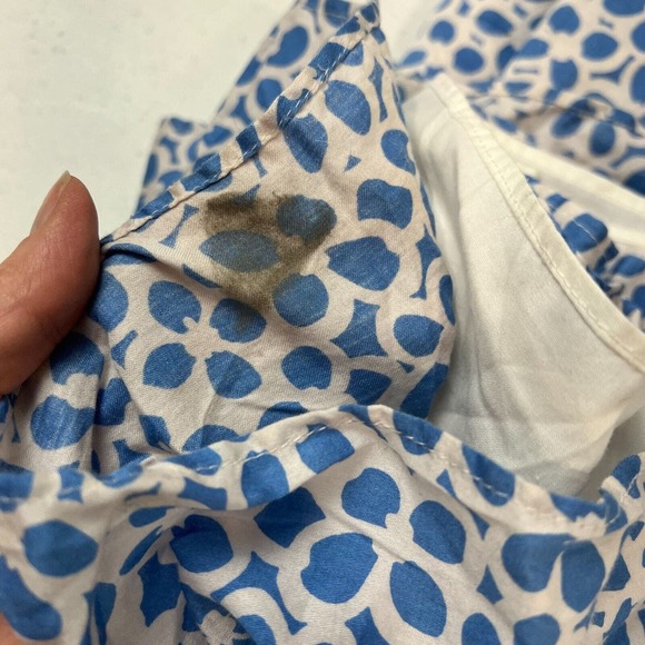 Marc Jacobs Mini Skirt Size 8 Blue White Floral Print Pleated Ruffle Hem Cotton - Picture 13 of 14